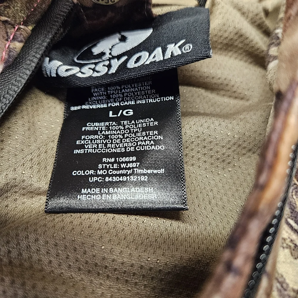 Womens Cabelas Large Mossy Oak Camo Hooded Full Zip Pink Accents Scent Factor - Picture 4 of 11